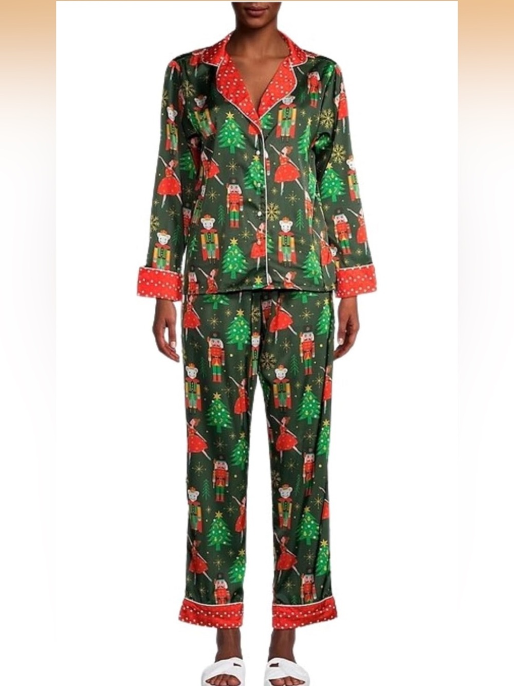 NWT Averie Sleep Nutcracker Satin Pj Set - Large